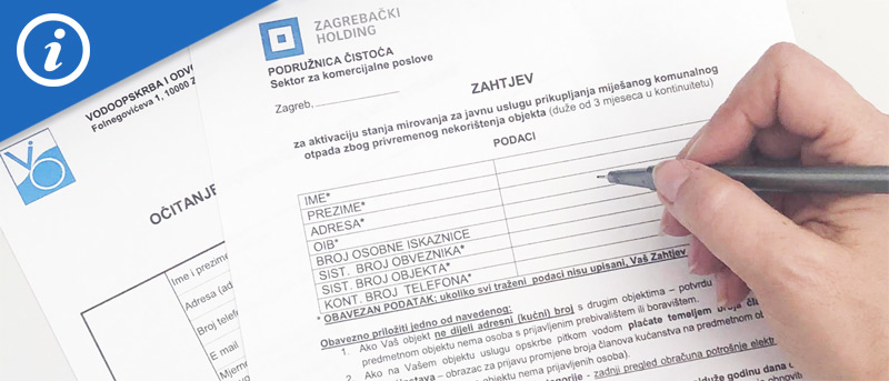 Provjerite kako aktivirati mirovanje usluga odvoza otpada, potrošnje plina i vode